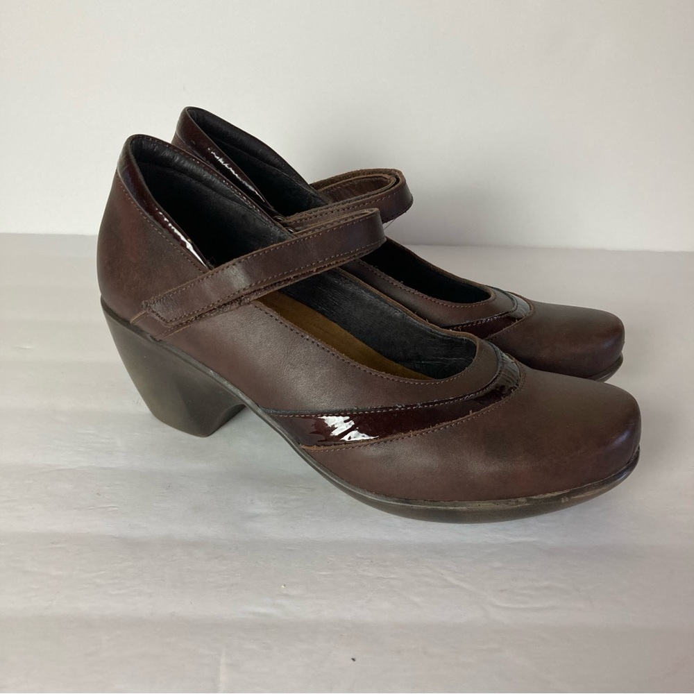 Naot Mary Jane Pump Block Heel Leather Shoes Brown Women’s Size 8